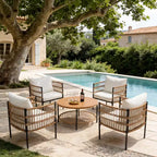 LAUSAINT HOME All-Weather Wicker Patio Conversation Set with Thick Cushions