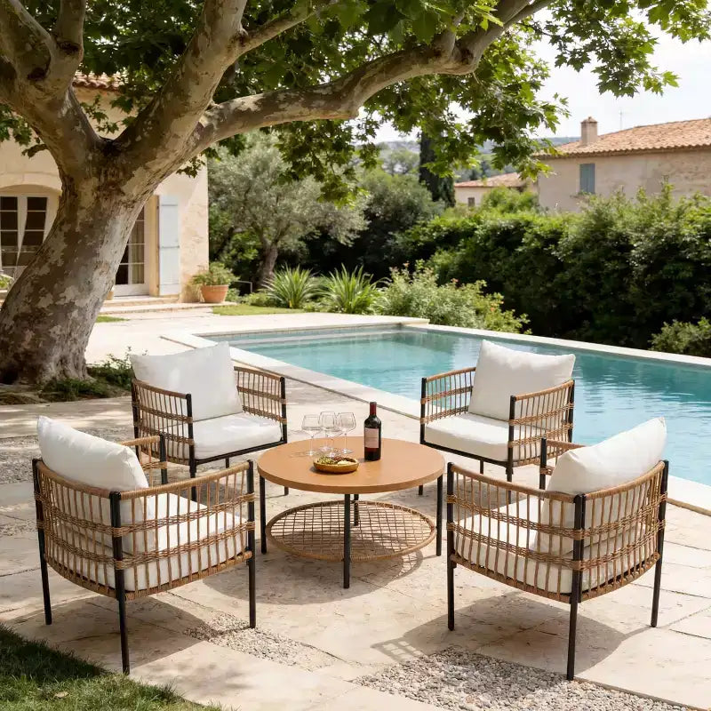 LAUSAINT HOME All-Weather Wicker Patio Conversation Set with Thick Cushions