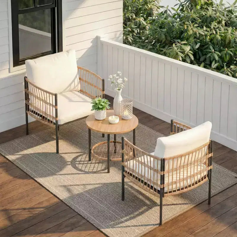 LAUSAINT HOME Allwetter-Geflecht-Gartensitzgruppe mit dicken Polstern