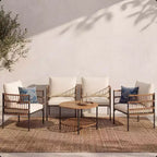 LAUSAINT HOME Allwetter-Geflecht-Gartensitzgruppe mit dicken Polstern