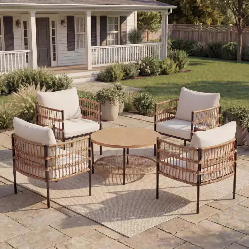 LAUSAINT HOME Allwetter-Geflecht-Gartensitzgruppe mit dicken Polstern