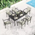 GustoWave 7-Piece Patio Dining Set, Rectangular Metal Table With 6 Breathable Textilene Chairs
