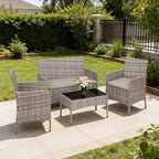 4-Piece Outdoor Furniture Set with PE Rattan Wicker Chairs & Soft Cushions, All-Weather Patio Set for Long-Lasting Outdoor Use