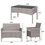 4-teiliges Outdoor-Möbelset mit PE-Rattan-Sesseln & weichen Kissen, Allwetter-Gartenmöbelset für langlebigen Außeneinsatz