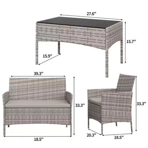 4-teiliges Outdoor-Möbelset mit PE-Rattan-Sesseln & weichen Kissen, Allwetter-Gartenmöbelset für langlebigen Außeneinsatz
