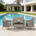 4-teiliges Outdoor-Möbelset mit PE-Rattan-Sesseln & weichen Kissen, Allwetter-Gartenmöbelset für langlebigen Außeneinsatz