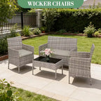 4-teiliges Outdoor-Möbelset mit PE-Rattan-Sesseln & weichen Kissen, Allwetter-Gartenmöbelset für langlebigen Außeneinsatz