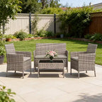 4-teiliges Outdoor-Möbelset mit PE-Rattan-Sesseln & weichen Kissen, Allwetter-Gartenmöbelset für langlebigen Außeneinsatz