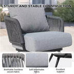 GDFStudio Lowell 4-teiliges Outdoor-Konversationsset aus Seilgeflecht und Eisen mit Olefin-Kissen