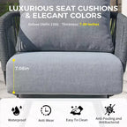 GDFStudio Lowell 4-teiliges Outdoor-Konversationsset aus Seilgeflecht und Eisen mit Olefin-Kissen