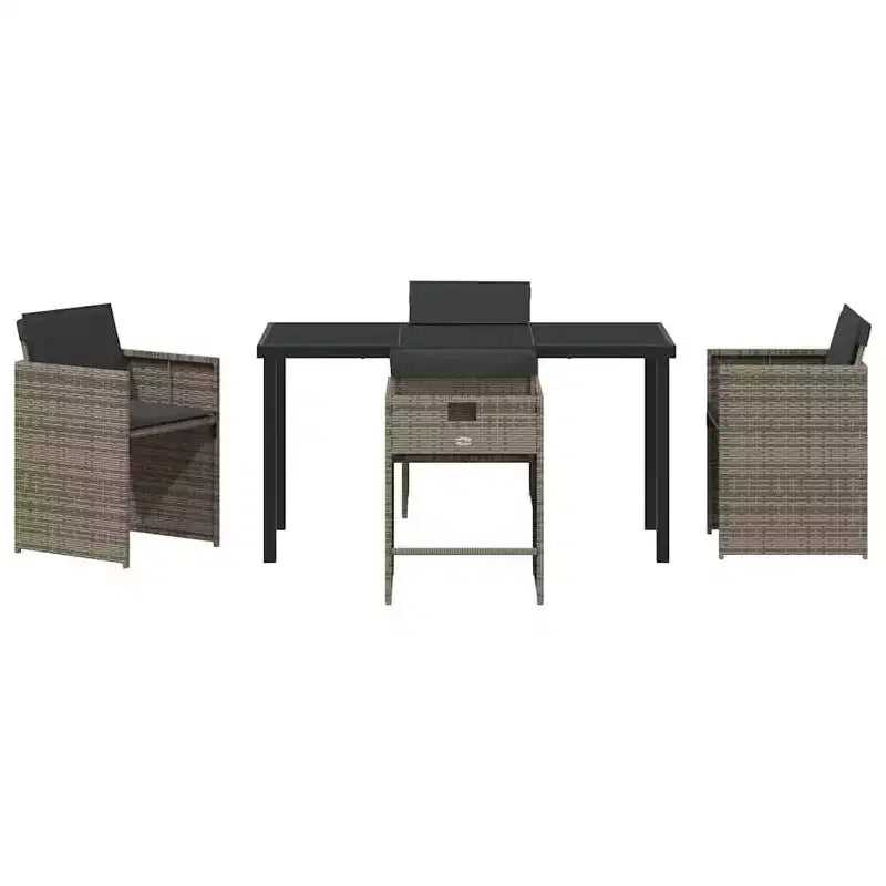 vidaXL Garten-Essgruppe mit Kissen 5-teilig Grau Polyrattan