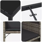 vidaXL Garten-Essgruppe mit Kissen 5-teilig Grau Polyrattan