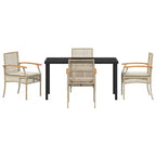 vidaXL Garten-Essgruppe mit Kissen 5-teilig Rattan Beige und Schwarz