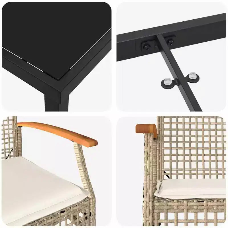 vidaXL Garten-Essgruppe mit Kissen 5-teilig Rattan Beige und Schwarz