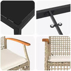 vidaXL Garten-Essgruppe mit Kissen 5-teilig Rattan Beige und Schwarz