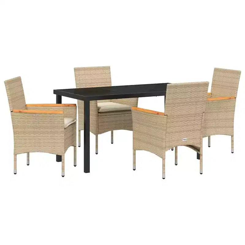 vidaXL Garden Dining Set with Cushion 5 pcs Beige Poly Rattan
