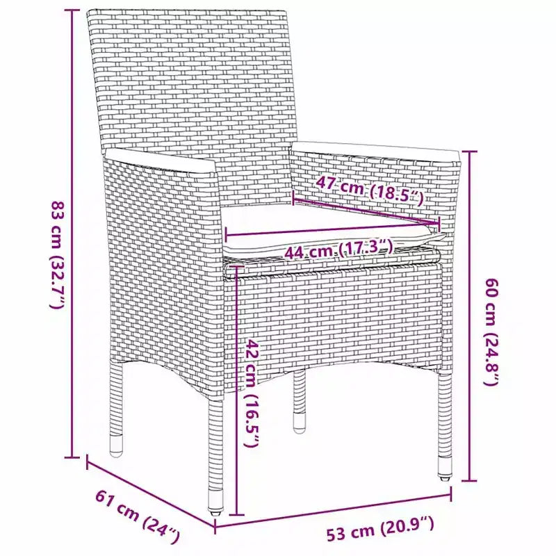 vidaXL Garten-Essgruppe mit Kissen 5-tlg. Beige Polyrattan