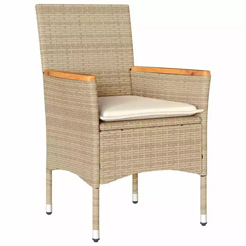 vidaXL Garten-Essgruppe mit Kissen 5-tlg. Beige Polyrattan