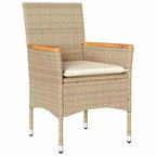 vidaXL Garten-Essgruppe mit Kissen 5-tlg. Beige Polyrattan