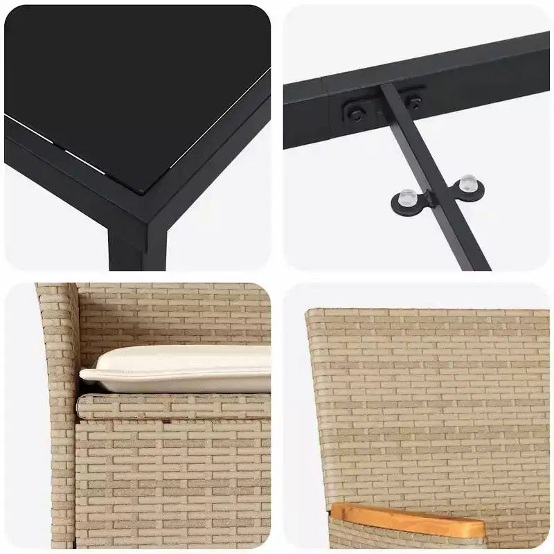 vidaXL Garten-Essgruppe mit Kissen 5-tlg. Beige Polyrattan