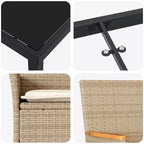 vidaXL Garten-Essgruppe mit Kissen 5-tlg. Beige Polyrattan