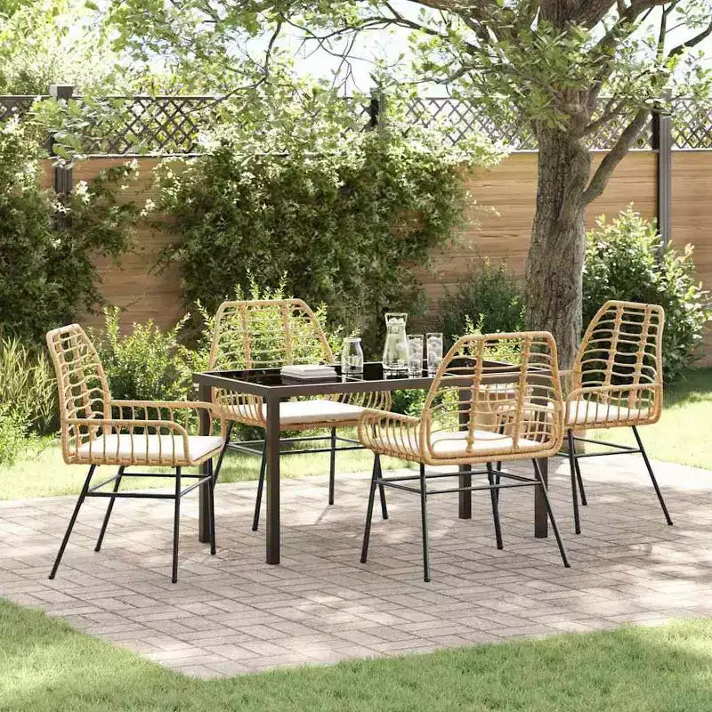 vidaXL Garten-Essgruppe 5-tlg. Braun Polyrattan