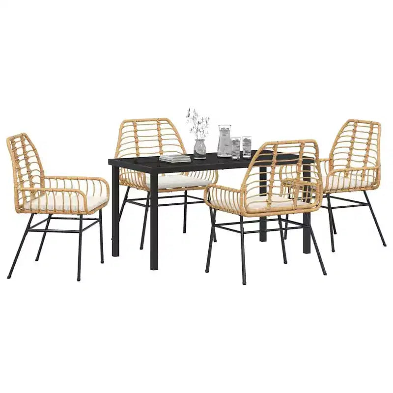vidaXL Garten-Essgruppe 5-tlg. Braun Polyrattan