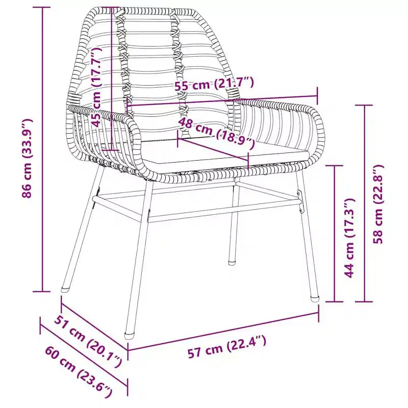 vidaXL Garten-Essgruppe 5-tlg. Braun Polyrattan