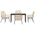 vidaXL Garten-Essgruppe 5-tlg. Braun Polyrattan