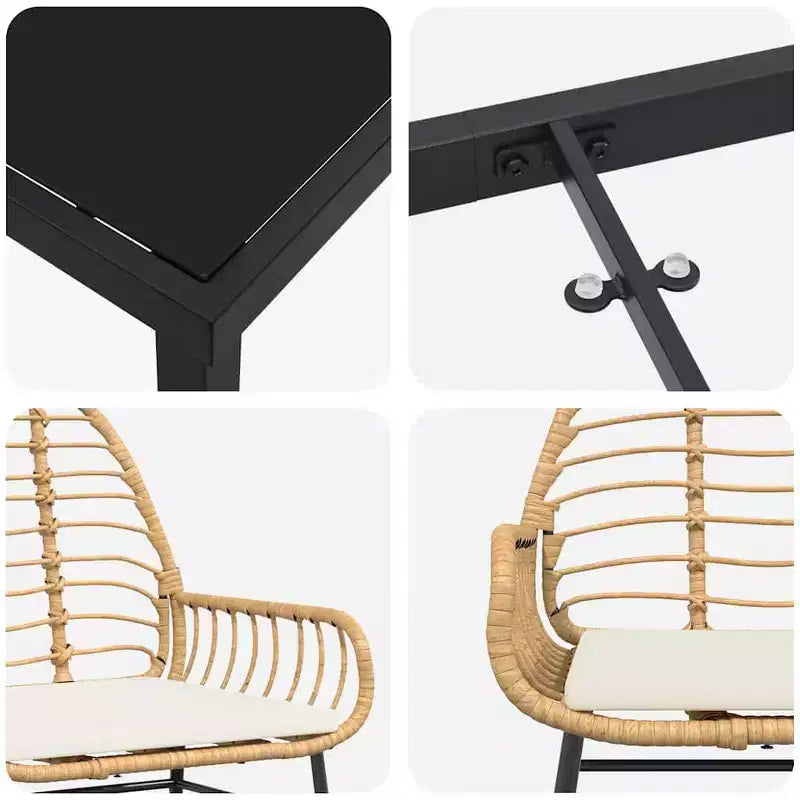 vidaXL Garten-Essgruppe 5-tlg. Braun Polyrattan