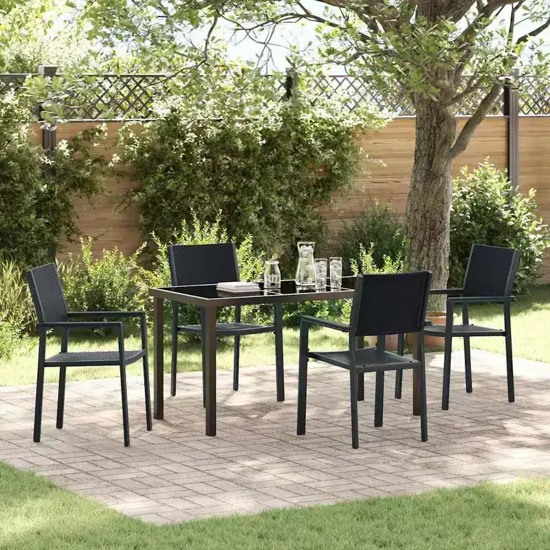vidaXL Garten-Essgruppe 5-teilig Schwarz Pulverbeschichteter Stahl