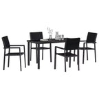 vidaXL Garten-Essgruppe 5-teilig Schwarz Pulverbeschichteter Stahl