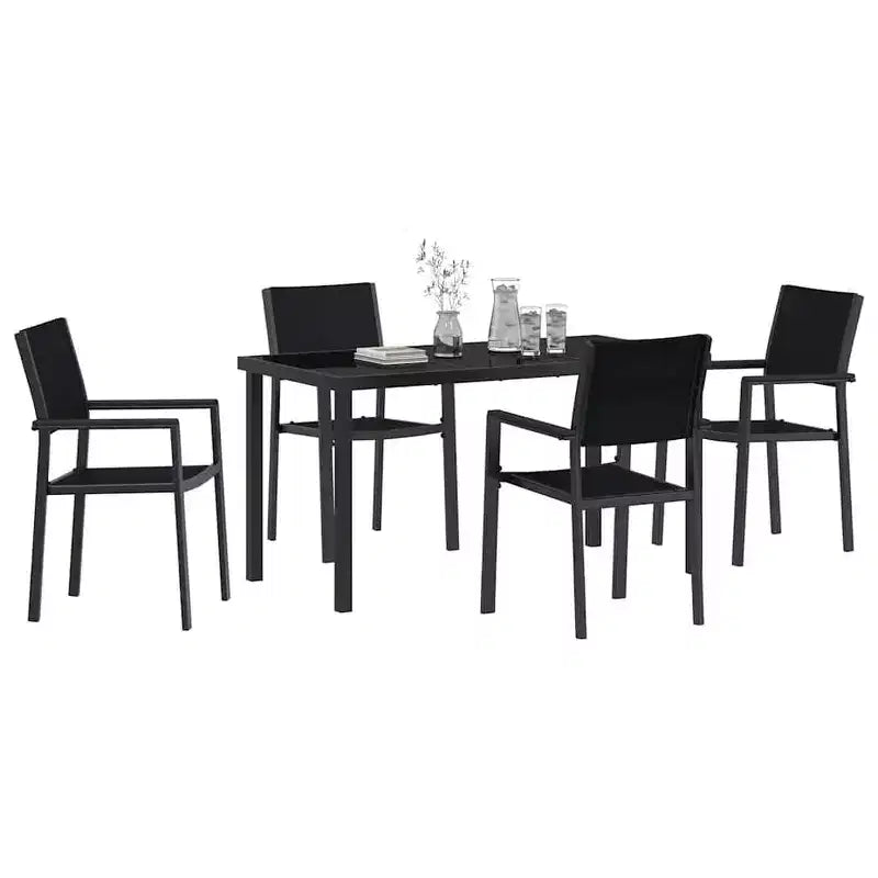 vidaXL Garten-Essgruppe 5-teilig Schwarz Pulverbeschichteter Stahl