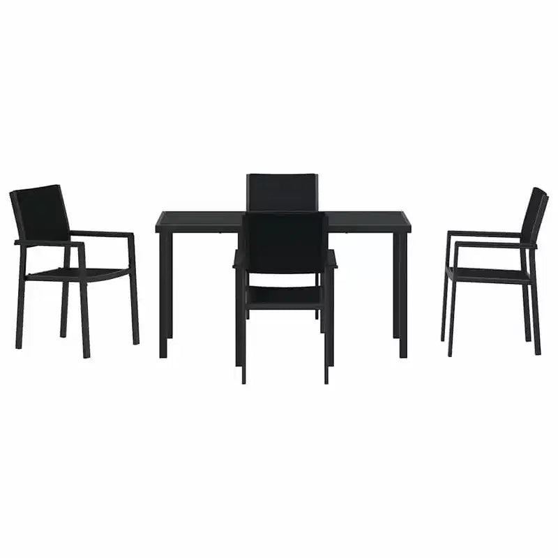 vidaXL Garten-Essgruppe 5-teilig Schwarz Pulverbeschichteter Stahl