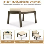 GDFStudio Carter Terrassen-Set, modern, 6-teilig, mit Sofagestell aus Stahl, Kaffeetisch aus Akazienholz, gepolsterte Sitze