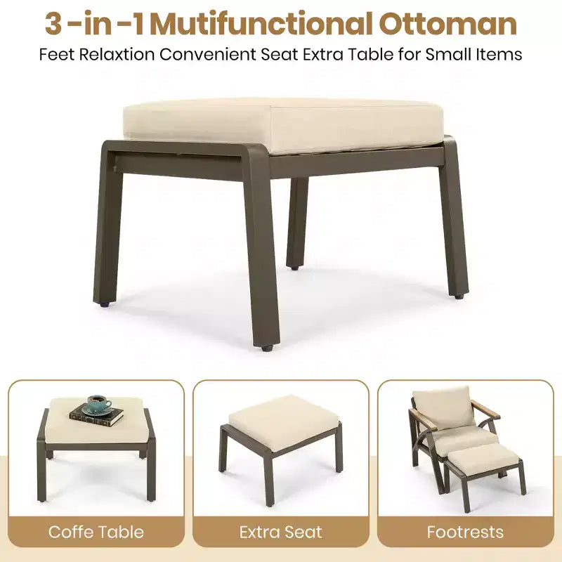 GDFStudio Carter Terrassen-Set, modern, 6-teilig, mit Sofagestell aus Stahl, Kaffeetisch aus Akazienholz, gepolsterte Sitze