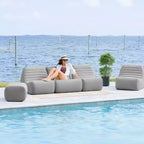 Big Joe Solvana Outdoor-Terrassenmöbel-Set, wetterbeständiges Sofa aus Performance-Leinenstoff, 7-teiliges Sektionssofa, Port Gray
