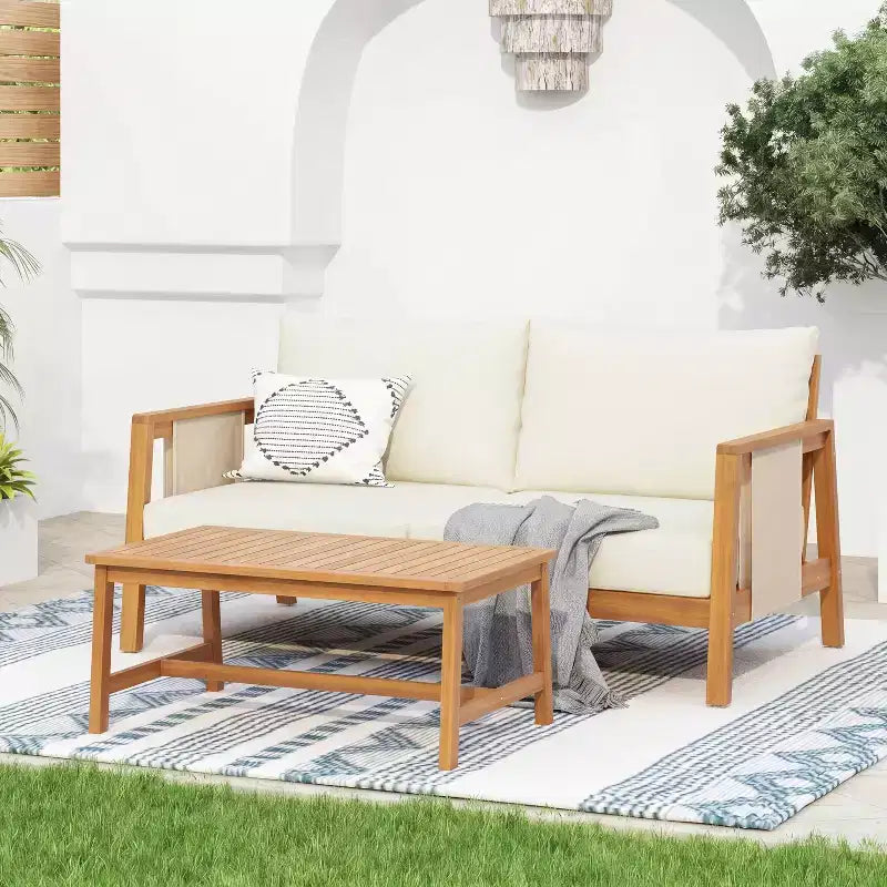 ModernLuxe 2/4pcs Patio Sofa Set Outdoor Conversation Chat Set Weather-resistant Garden Seating Group with Soft Cushion & Coffee Table