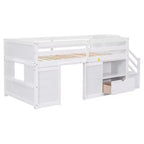 94.6L x 42.3B Massivholz-Hochbett in Twin-Größe mit Treppe, Schublade und Regal, modernes und klares Design