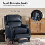 2er-Set Elisabete Modern Wingback Echtleder-Liegesessel mit Vintage-Nagelkopfleiste für Wohn- und Schlafzimmer | ART OF LIVING DESIGNS