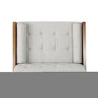 Beige Button-Tufted Mid-Century Club Chair with Gold-Tip Rubberwood Legs for 1 Person