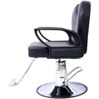 Black PU Leather All-Purpose Salon Barber Chair with 360° Swivel and Reclining Back for 1 Person
