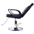 Black PU Leather All-Purpose Salon Barber Chair with 360° Swivel and Reclining Back for 1 Person
