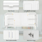 White / Black 4-Door Sideboard Storage Cabinet with Adjustable Shelves for 1–2 Person