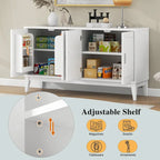 White / Black 4-Door Sideboard Storage Cabinet with Adjustable Shelves for 1–2 Person