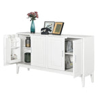 White / Black 4-Door Sideboard Storage Cabinet with Adjustable Shelves for 1–2 Person