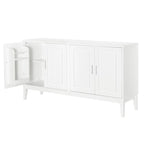 White / Black 4-Door Sideboard Storage Cabinet with Adjustable Shelves for 1–2 Person