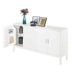White / Black 4-Door Sideboard Storage Cabinet with Adjustable Shelves for 1–2 Person