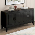 White / Black 4-Door Sideboard Storage Cabinet with Adjustable Shelves for 1–2 Person