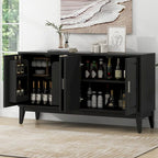 White / Black 4-Door Sideboard Storage Cabinet with Adjustable Shelves for 1–2 Person